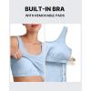 imageG4Free BareFeel Built in Bra Maternity Tank Tops with Removable Pads Ruched Sleeveless Stretchy Pregnancy Yoga Workout ShirtsLight Demin