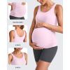 imageG4Free BareFeel Built in Bra Maternity Tank Tops with Removable Pads Ruched Sleeveless Stretchy Pregnancy Yoga Workout ShirtsPink