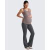 imageG4Free BareFeel Built in Bra Maternity Tank Tops with Removable Pads Ruched Sleeveless Stretchy Pregnancy Yoga Workout ShirtsTaupe