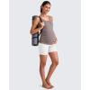 imageG4Free BareFeel Built in Bra Maternity Tank Tops with Removable Pads Ruched Sleeveless Stretchy Pregnancy Yoga Workout ShirtsTaupe
