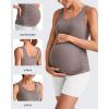 imageG4Free BareFeel Built in Bra Maternity Tank Tops with Removable Pads Ruched Sleeveless Stretchy Pregnancy Yoga Workout ShirtsTaupe