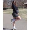 imageG4Free BareFeel Maternity Athletic Shorts with Pockets Over The Belly Workout Pants Comfy Summer Pregnancy ClothesDark Gray