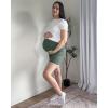 imageG4Free BareFeel Maternity Athletic Shorts with Pockets Over The Belly Workout Pants Comfy Summer Pregnancy ClothesGray Sage
