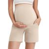 imageG4Free BareFeel Maternity Athletic Shorts with Pockets Over The Belly Workout Pants Comfy Summer Pregnancy ClothesLight Khaki