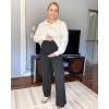 imageG4Free BareFeel Maternity Dress Yoga Pants Over The Belly Stretchy Work Slack Pregnancy Wide Leg Lounge TrousersBlack