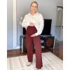 imageG4Free BareFeel Maternity Dress Yoga Pants Over The Belly Stretchy Work Slack Pregnancy Wide Leg Lounge TrousersDark Burgundy