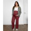 imageG4Free BareFeel Maternity Dress Yoga Pants Over The Belly Stretchy Work Slack Pregnancy Wide Leg Lounge TrousersDark Burgundy