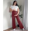 imageG4Free BareFeel Maternity Dress Yoga Pants Over The Belly Stretchy Work Slack Pregnancy Wide Leg Lounge TrousersDark Burgundy