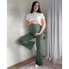 imageG4Free BareFeel Maternity Dress Yoga Pants Over The Belly Stretchy Work Slack Pregnancy Wide Leg Lounge TrousersGray Sage