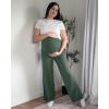 imageG4Free BareFeel Maternity Dress Yoga Pants Over The Belly Stretchy Work Slack Pregnancy Wide Leg Lounge TrousersGray Sage