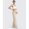imageG4Free BareFeel Maternity Dress Yoga Pants Over The Belly Stretchy Work Slack Pregnancy Wide Leg Lounge TrousersLight Khaki