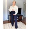 imageG4Free BareFeel Maternity Dress Yoga Pants Over The Belly Stretchy Work Slack Pregnancy Wide Leg Lounge TrousersRoyal Blue
