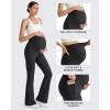 imageG4Free BareFeel Maternity Flare Leggings with Pockets Over The Belly Stretchy Casual Lounge Pregnancy Dress Pants for WorkBlack