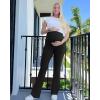 imageG4Free BareFeel Maternity Flare Leggings with Pockets Over The Belly Stretchy Casual Lounge Pregnancy Dress Pants for WorkBlack