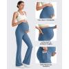 imageG4Free BareFeel Maternity Flare Leggings with Pockets Over The Belly Stretchy Casual Lounge Pregnancy Dress Pants for WorkBlue Gray