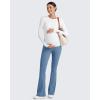 imageG4Free BareFeel Maternity Flare Leggings with Pockets Over The Belly Stretchy Casual Lounge Pregnancy Dress Pants for WorkBlue Gray