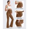 imageG4Free BareFeel Maternity Flare Leggings with Pockets Over The Belly Stretchy Casual Lounge Pregnancy Dress Pants for WorkDark Coffee