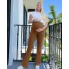 imageG4Free BareFeel Maternity Flare Leggings with Pockets Over The Belly Stretchy Casual Lounge Pregnancy Dress Pants for WorkDark Coffee
