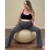 imageG4Free BareFeel Maternity Flare Leggings with Pockets Over The Belly Stretchy Casual Lounge Pregnancy Dress Pants for WorkDark Gray