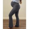 imageG4Free BareFeel Maternity Flare Leggings with Pockets Over The Belly Stretchy Casual Lounge Pregnancy Dress Pants for WorkDark Gray