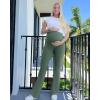 imageG4Free BareFeel Maternity Flare Leggings with Pockets Over The Belly Stretchy Casual Lounge Pregnancy Dress Pants for WorkGray Sage
