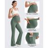 imageG4Free BareFeel Maternity Flare Leggings with Pockets Over The Belly Stretchy Casual Lounge Pregnancy Dress Pants for WorkGray Sage