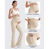 imageG4Free BareFeel Maternity Flare Leggings with Pockets Over The Belly Stretchy Casual Lounge Pregnancy Dress Pants for WorkLight Khaki