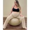 imageG4Free BareFeel Maternity Flare Leggings with Pockets Over The Belly Stretchy Casual Lounge Pregnancy Dress Pants for WorkLight Khaki