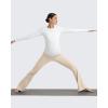 imageG4Free BareFeel Maternity Flare Leggings with Pockets Over The Belly Stretchy Casual Lounge Pregnancy Dress Pants for WorkLight Khaki
