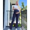 imageG4Free BareFeel Maternity Flare Leggings with Pockets Over The Belly Stretchy Casual Lounge Pregnancy Dress Pants for WorkRoyal Blue