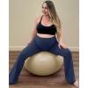 imageG4Free BareFeel Maternity Flare Leggings with Pockets Over The Belly Stretchy Casual Lounge Pregnancy Dress Pants for WorkRoyal Blue