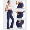 imageG4Free BareFeel Maternity Flare Leggings with Pockets Over The Belly Stretchy Casual Lounge Pregnancy Dress Pants for WorkRoyal Blue
