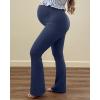 imageG4Free BareFeel Maternity Flare Leggings with Pockets Over The Belly Stretchy Casual Lounge Pregnancy Dress Pants for WorkRoyal Blue