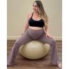 imageG4Free BareFeel Maternity Flare Leggings with Pockets Over The Belly Stretchy Casual Lounge Pregnancy Dress Pants for WorkTaupe