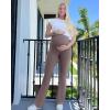 imageG4Free BareFeel Maternity Flare Leggings with Pockets Over The Belly Stretchy Casual Lounge Pregnancy Dress Pants for WorkTaupe