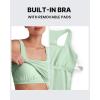 imageG4Free BareFeel Maternity Racerback Tank Tops with Built in Bra Ruched Sleeveless Square Neck Pregnancy Yoga Workout ShirtsBean Green