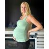 imageG4Free BareFeel Maternity Racerback Tank Tops with Built in Bra Ruched Sleeveless Square Neck Pregnancy Yoga Workout ShirtsBean Green