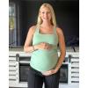 imageG4Free BareFeel Maternity Racerback Tank Tops with Built in Bra Ruched Sleeveless Square Neck Pregnancy Yoga Workout ShirtsBean Green