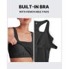 imageG4Free BareFeel Maternity Racerback Tank Tops with Built in Bra Ruched Sleeveless Square Neck Pregnancy Yoga Workout ShirtsBlack