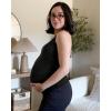 imageG4Free BareFeel Maternity Racerback Tank Tops with Built in Bra Ruched Sleeveless Square Neck Pregnancy Yoga Workout ShirtsBlack