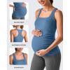 imageG4Free BareFeel Maternity Racerback Tank Tops with Built in Bra Ruched Sleeveless Square Neck Pregnancy Yoga Workout ShirtsBlue Gray