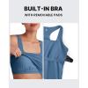 imageG4Free BareFeel Maternity Racerback Tank Tops with Built in Bra Ruched Sleeveless Square Neck Pregnancy Yoga Workout ShirtsBlue Gray