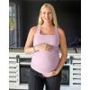 imageG4Free BareFeel Maternity Racerback Tank Tops with Built in Bra Ruched Sleeveless Square Neck Pregnancy Yoga Workout ShirtsPink
