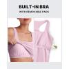 imageG4Free BareFeel Maternity Racerback Tank Tops with Built in Bra Ruched Sleeveless Square Neck Pregnancy Yoga Workout ShirtsPink