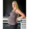 imageG4Free BareFeel Maternity Racerback Tank Tops with Built in Bra Ruched Sleeveless Square Neck Pregnancy Yoga Workout ShirtsTaupe