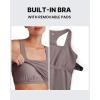 imageG4Free BareFeel Maternity Racerback Tank Tops with Built in Bra Ruched Sleeveless Square Neck Pregnancy Yoga Workout ShirtsTaupe