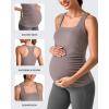 imageG4Free BareFeel Maternity Racerback Tank Tops with Built in Bra Ruched Sleeveless Square Neck Pregnancy Yoga Workout ShirtsTaupe
