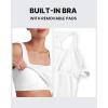 imageG4Free BareFeel Maternity Racerback Tank Tops with Built in Bra Ruched Sleeveless Square Neck Pregnancy Yoga Workout ShirtsWhite