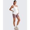 imageG4Free BareFeel Maternity Racerback Tank Tops with Built in Bra Ruched Sleeveless Square Neck Pregnancy Yoga Workout ShirtsWhite