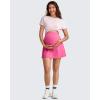 imageG4Free BareFeel Maternity Tennis Skirt with 2 Pockets Inner Shorts Over The Belly Stretchy Pregnancy Workout Skorts GolfRose Pink